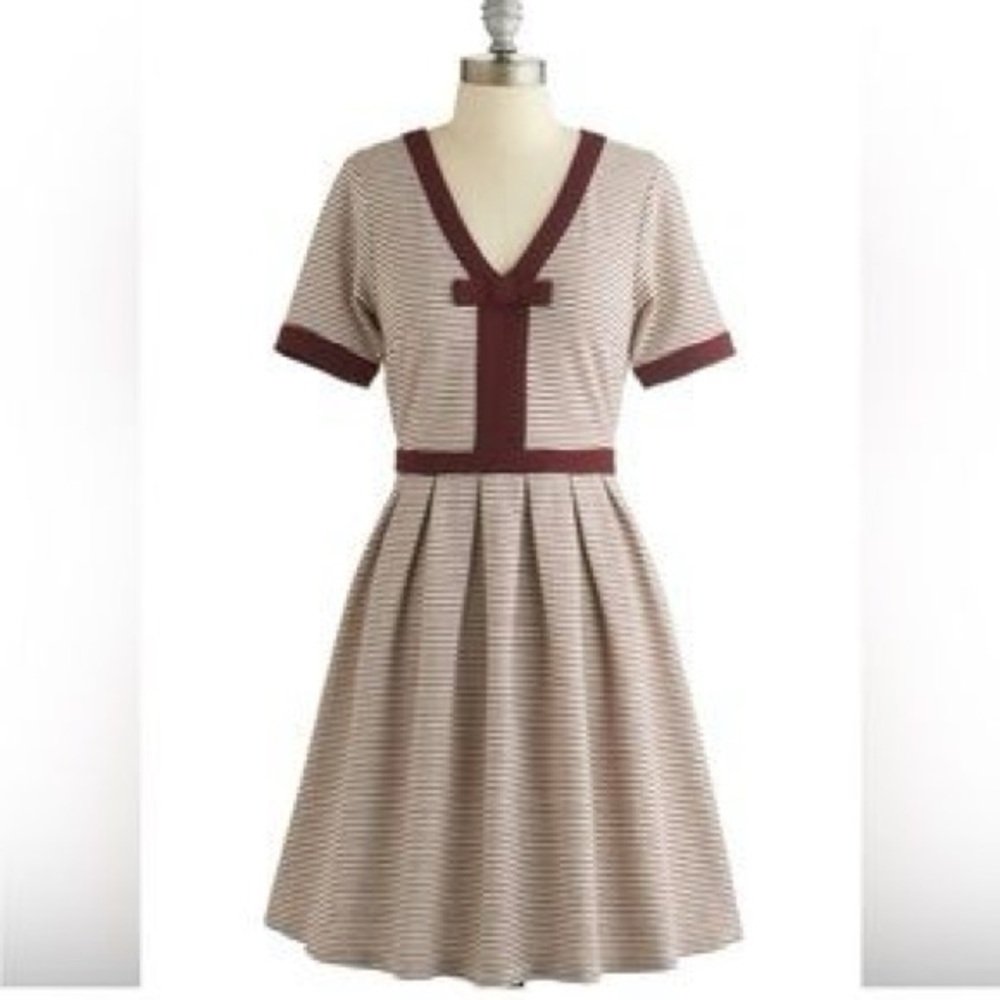 ModCloth Striped V-Neck Midi Dress
